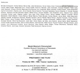 05. Zaproszenie na wystawę “Prezydenci i nie tylko” w Muzeum Karykatury, Warszawa marzec 1996 r.