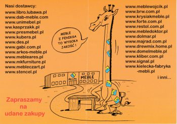 Strona 2. ulotki reklamującej sklep meblowy Feniks w Siedlcach (rysunek z 1998 r.)