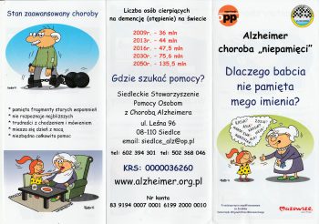 Ulotka Siedleckiego Stowarzyszenia Pomocy Osobom z Chorobą Alzheimera, 2017 r.